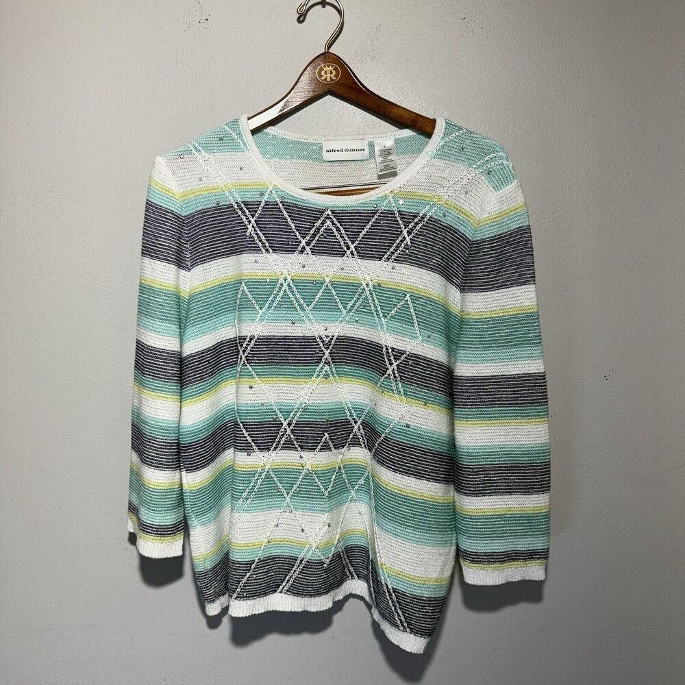 Alfred Dunner Striped Pullover Sweater Women’s Size L